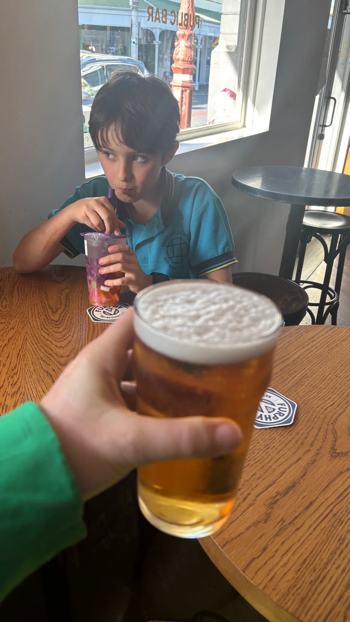 Kristof is 🍺 drinking at Railway Hotel with Raphael.