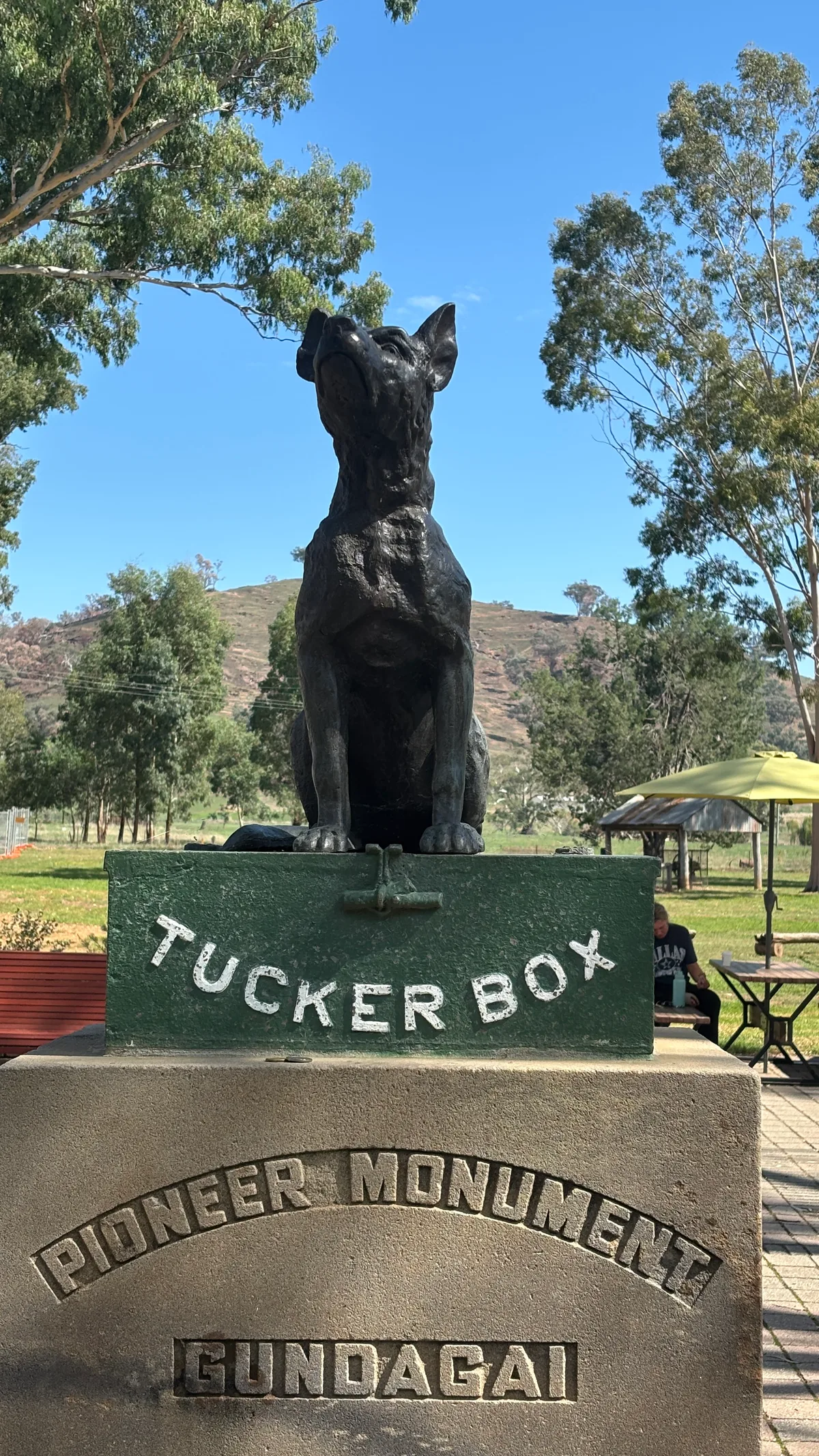Kristof is 🗽 visiting at Dog on the Tucker Box with Nada and Raphael.
