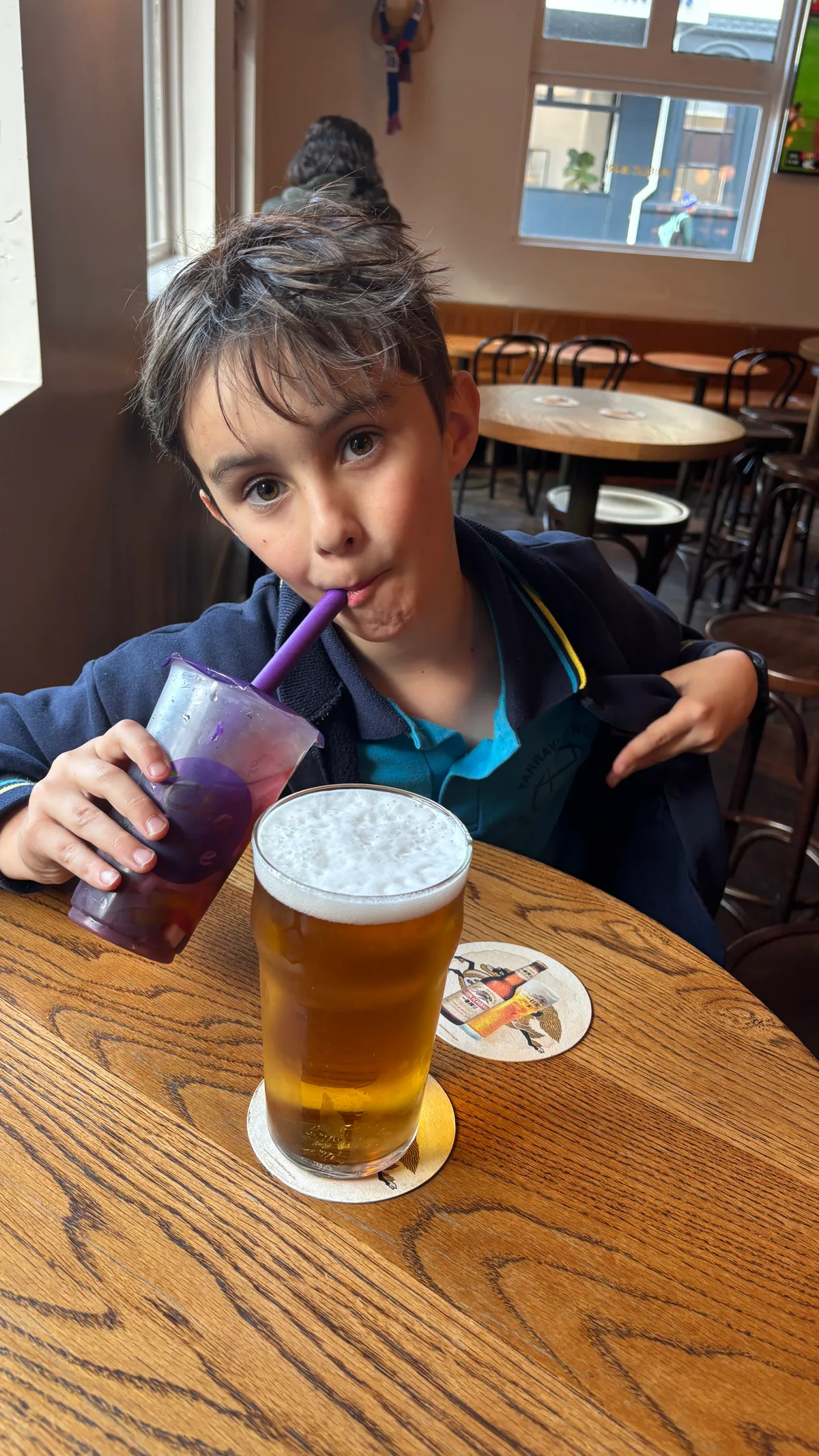 Kristof is 🍺 drinking at Railway Hotel with Raphael.